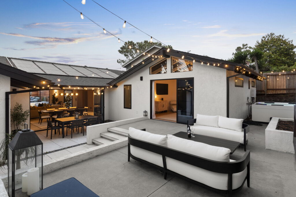 Backyard of Newly Remodeled Del Mar home by Evoscapes.