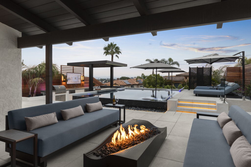 Backyard of Newly Remodeled Del Mar home by Evoscapes.