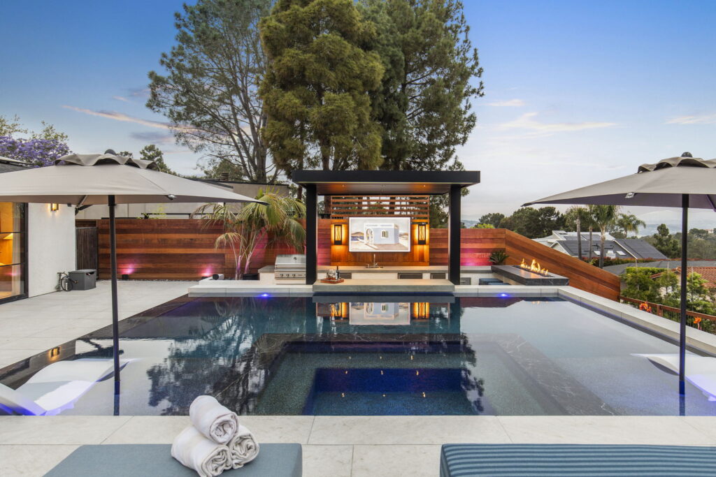 Backyard of Newly Remodeled Del Mar home by Evoscapes.